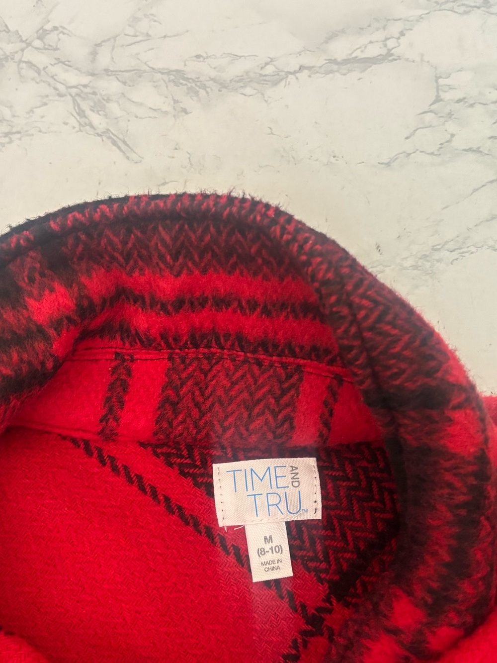 Time And Tru Heavy Duty Flannel Coat Womens M Red Black Plaid Button Pockets - Picture 8 of 9